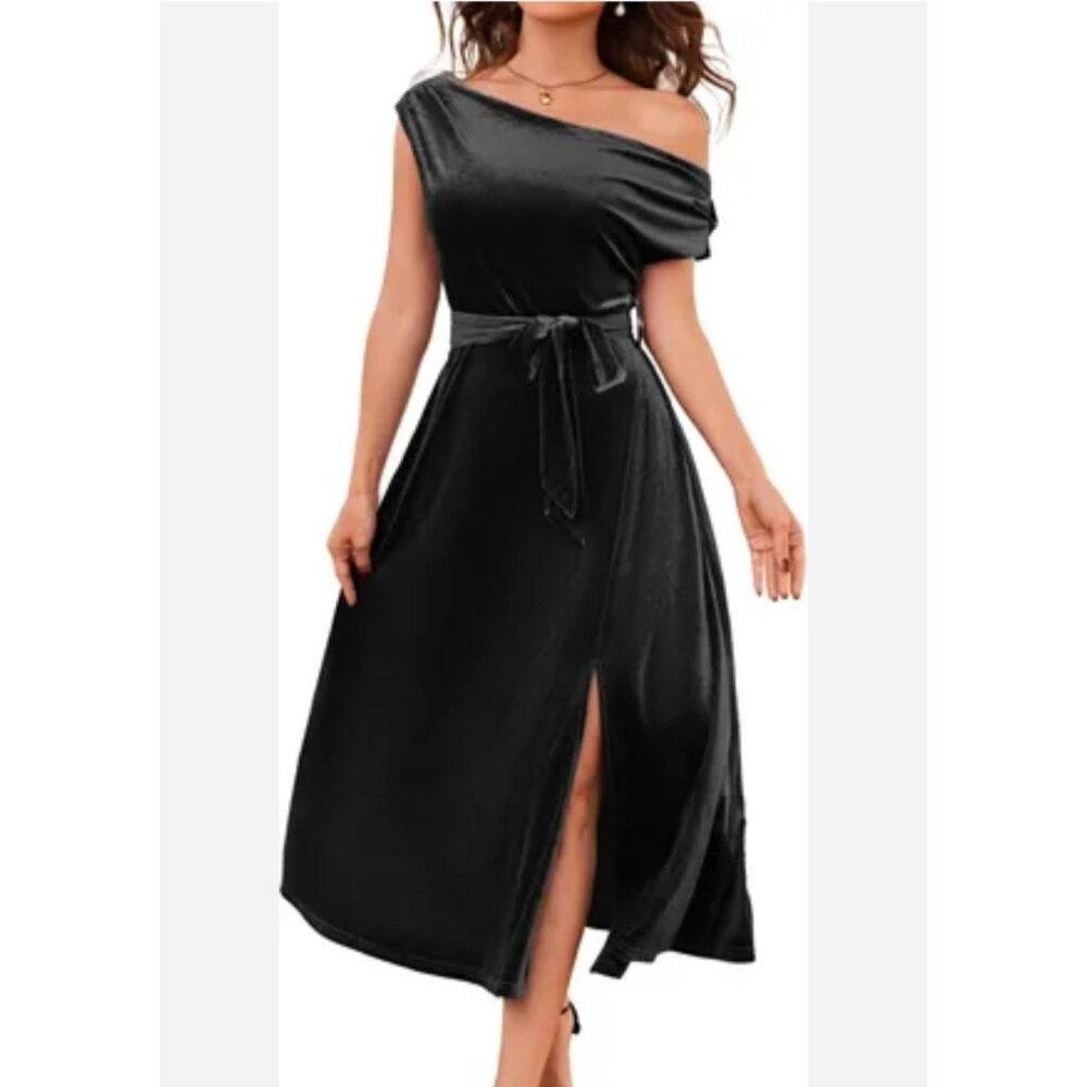 Grace Karin Womens One Shoulder Wrap Satin Cocktail Party Dress Size Large Sexy